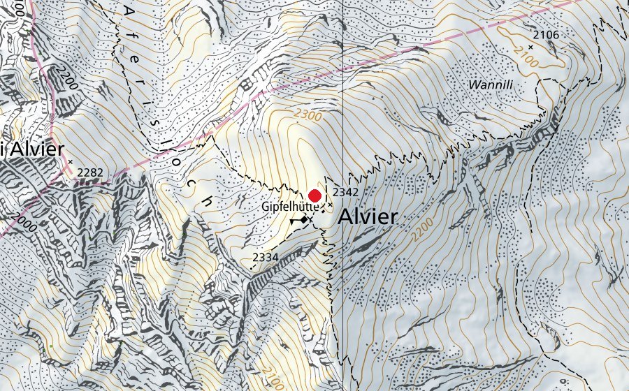 Mappa con la posizione di Alvier (Campo sportivo)