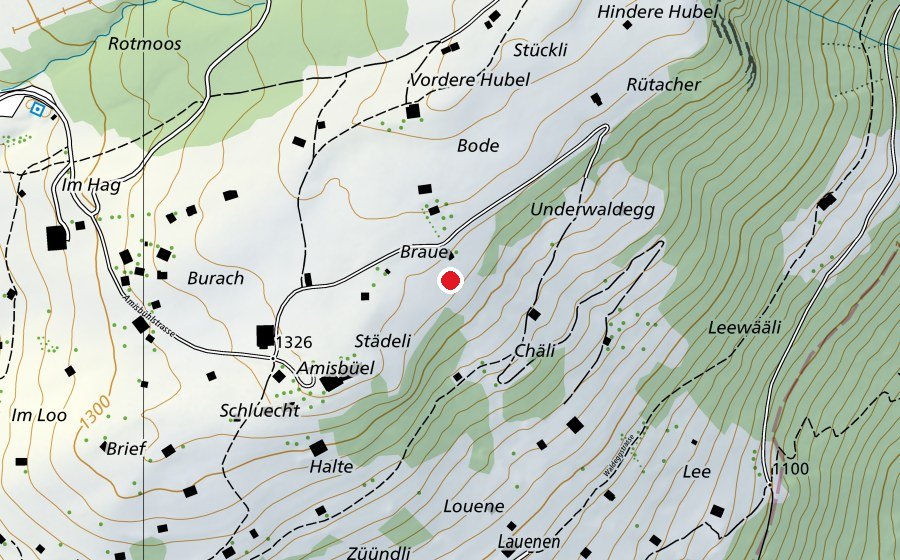 Carte indiquant l’emplacement de Amisbühl (Terrain de sport)