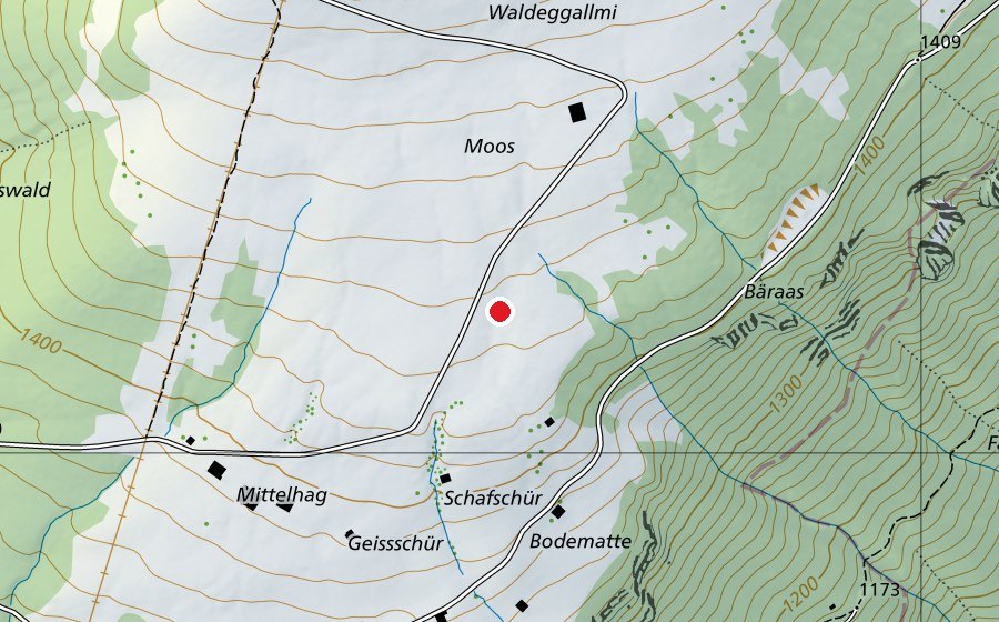 Karte mit dem Standort von Amisbühl Oben (Sportplatz)