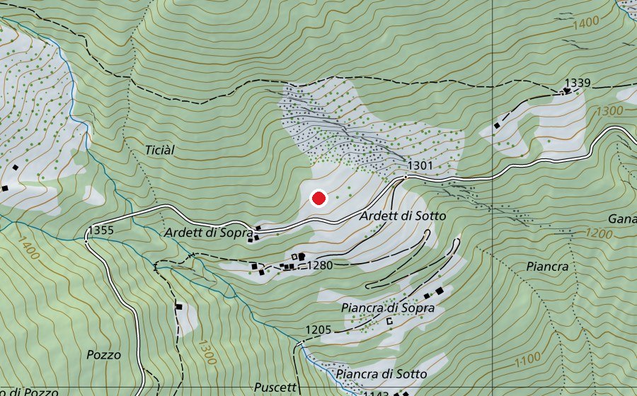 Map showing the location of Ardet (Sports field)