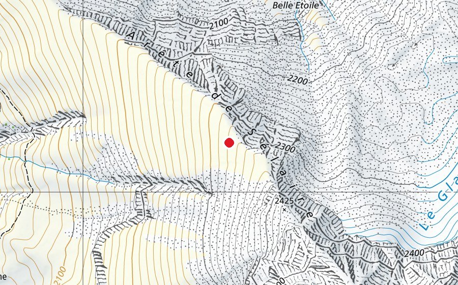 Map showing the location of Arête de Sélaire (Sports field)