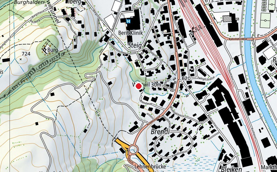 Map showing the location of Armbrustschützenstand (Sports field)