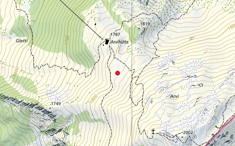 Mappa con la posizione di Arvialp (Campo sportivo)
