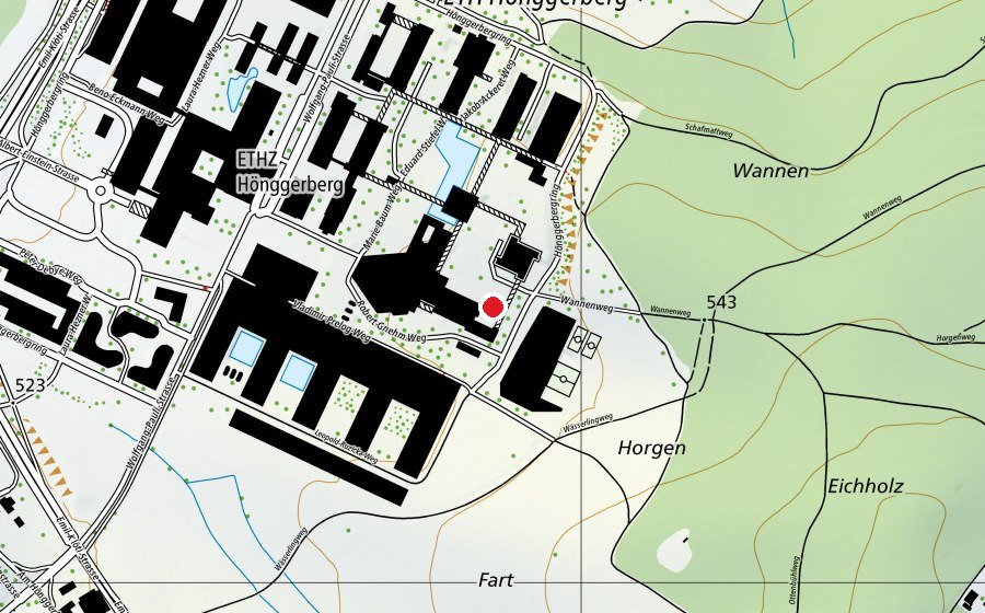 Map showing the location of ASVZ Boulderanlage (Sports field)