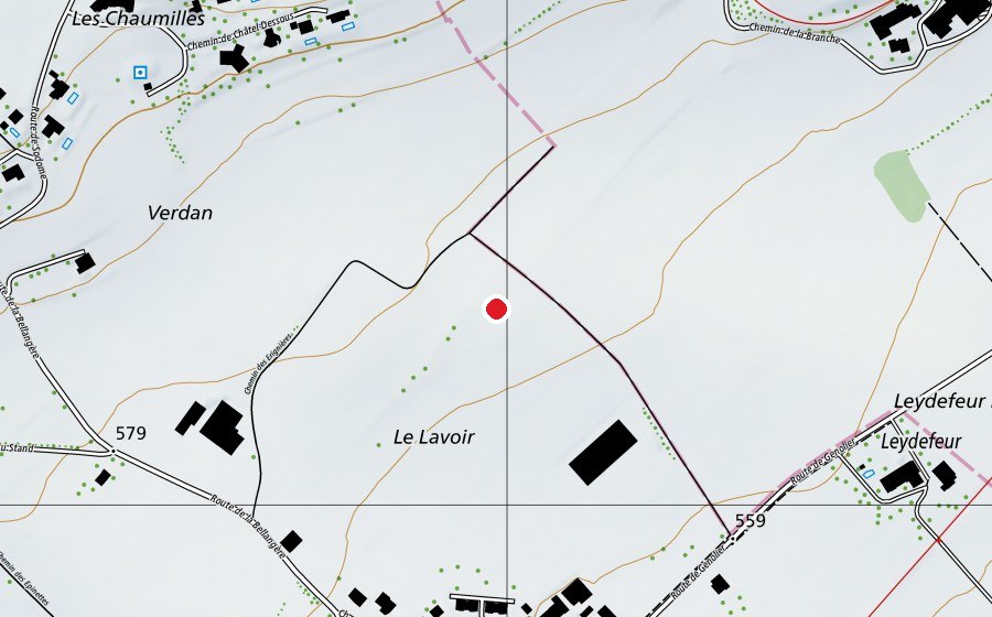 Carte indiquant l’emplacement de atterrisage delta parapente (Terrain de sport)