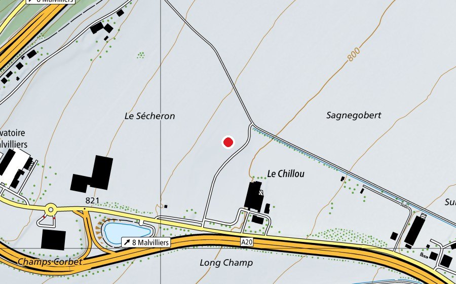 Map showing the location of Atterrissage La Jonchère (Sports field)