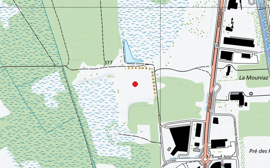 Karte mit dem Standort von Atterrissage parapente de Noville (Sportplatz)
