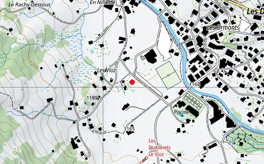 Mappa con la posizione di Atterrissage parapente et delta des Diablerets (Campo sportivo)