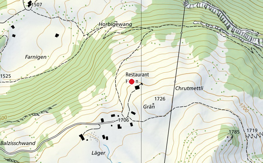 Mappa con la posizione di Axalp Restaurant Hilten North (Campo sportivo)