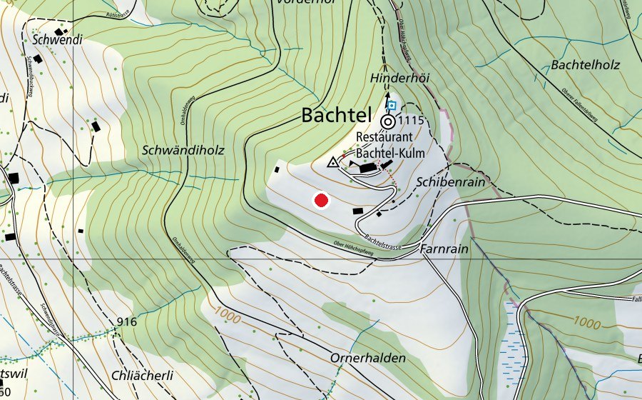 Map showing the location of Bachtelschwinget (Sports field)