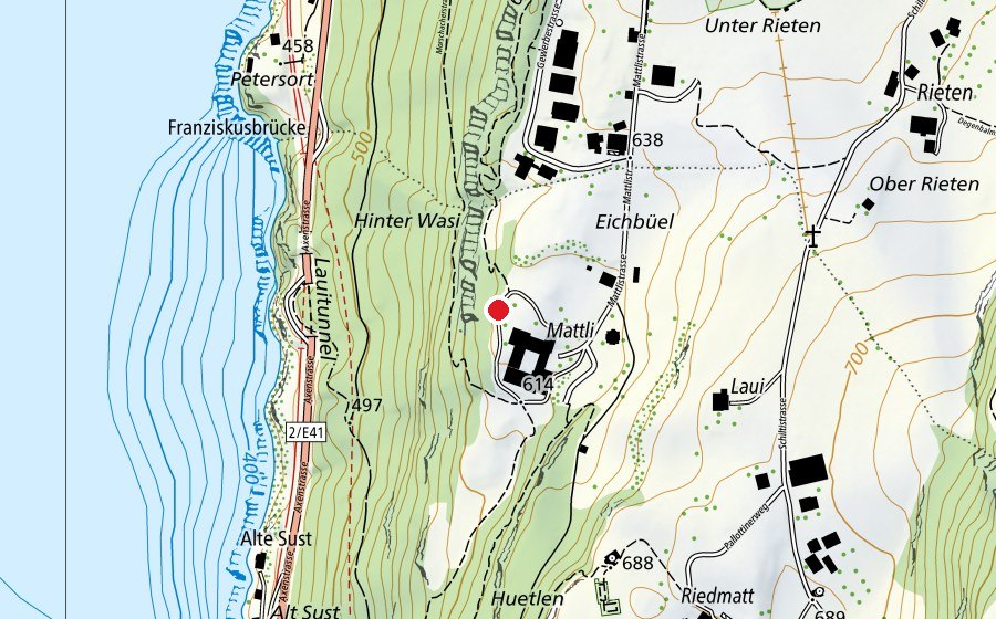 Carte indiquant l’emplacement de Barfussweg (Terrain de sport)