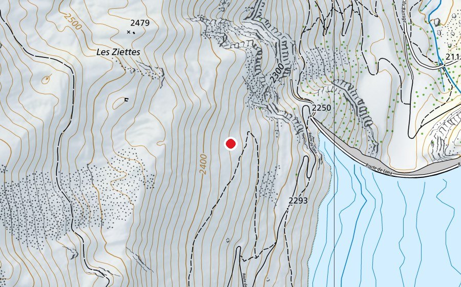 Mappa con la posizione di Barrage de Moiry Contact (Campo sportivo)