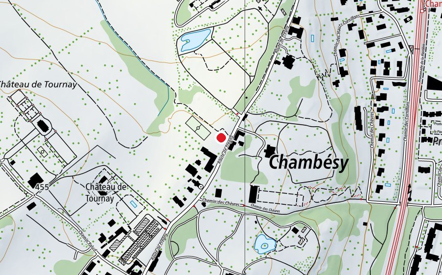 Carte indiquant l’emplacement de Basketball court of pregny (Terrain de sport)