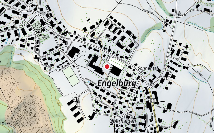 Map showing the location of Basketball (Sports field)