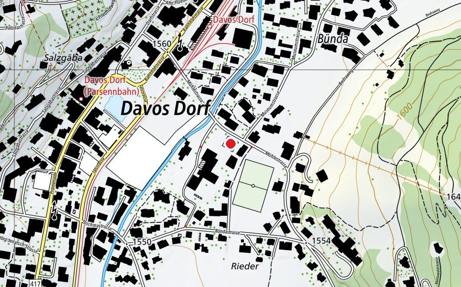 Karte mit dem Standort von Basketballplatz Bünda (Sportplatz)