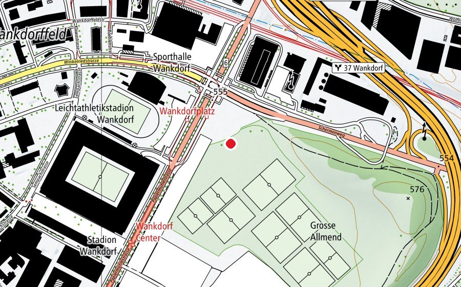 Map showing the location of Batting cage (Sports field)
