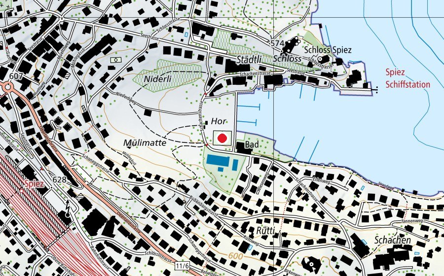 Map showing the location of Beach-Arena (Sports field)