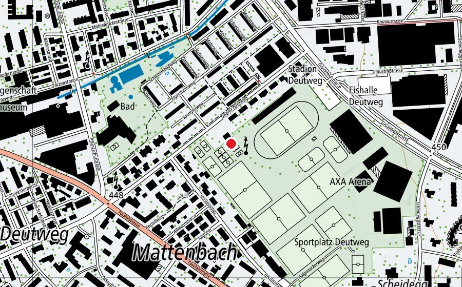 Map showing the location of Beach Volleyball-Feld (Sports field)