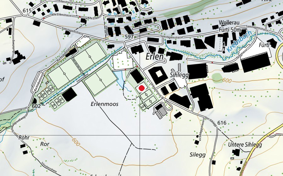 Map showing the location of Beachsportanlage (Sports field)