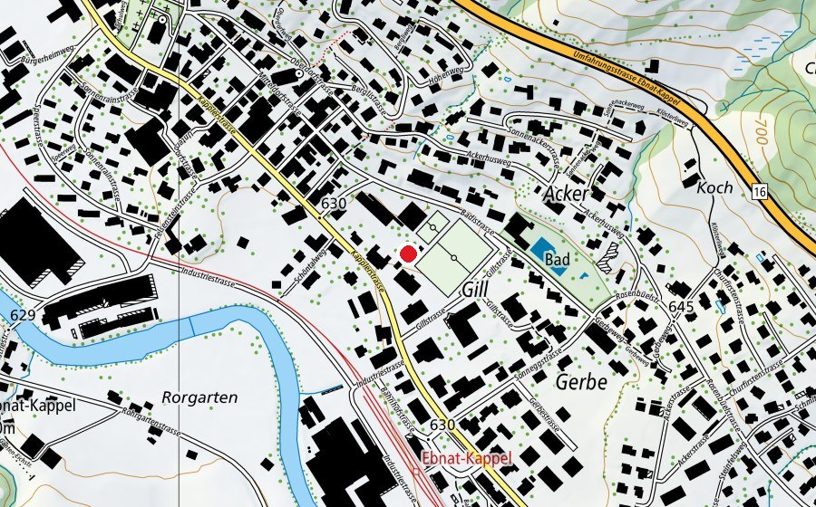 Map showing the location of Beachvolleyball-Feld (Sports field)