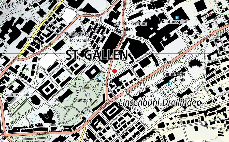 Map showing the location of Beachvolleyballfeld Athletik Zentrum (Sports field)