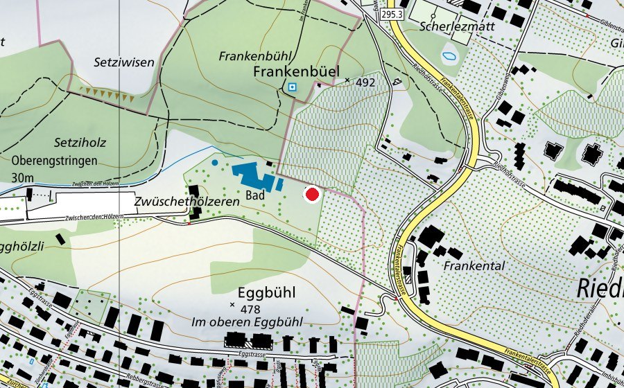 Map showing the location of Beachvolleyballfeld Freibad zwischen den Hölzern (Sports field)