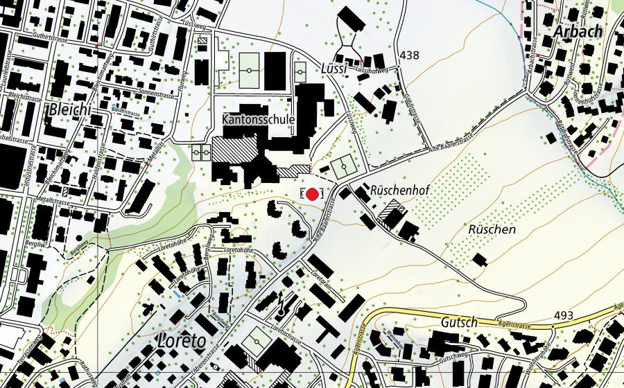Map showing the location of Beachvolleyballfeld (Sports field)