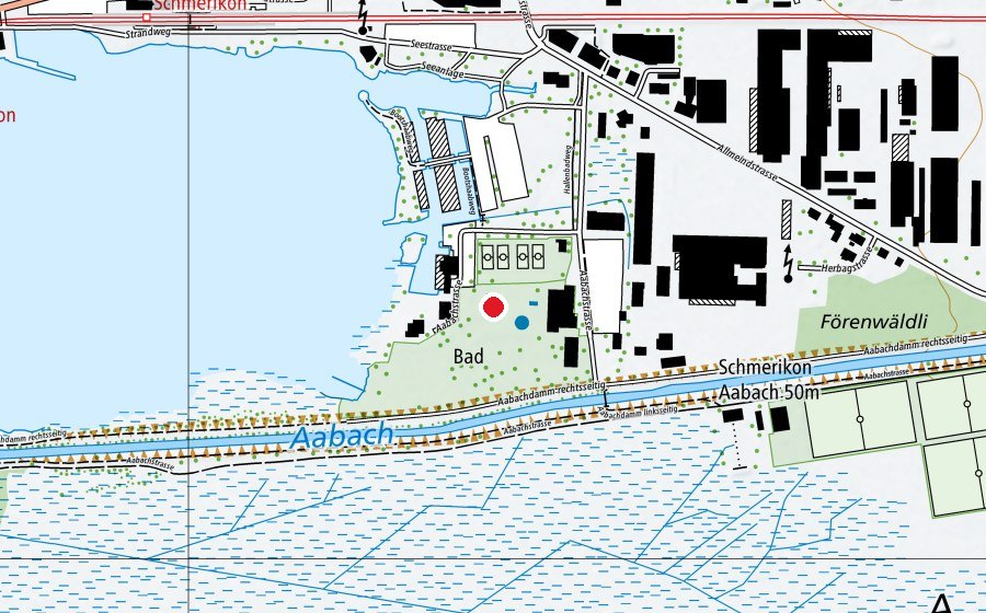 Map showing the location of Beachvolleyballfelder (Sports field)