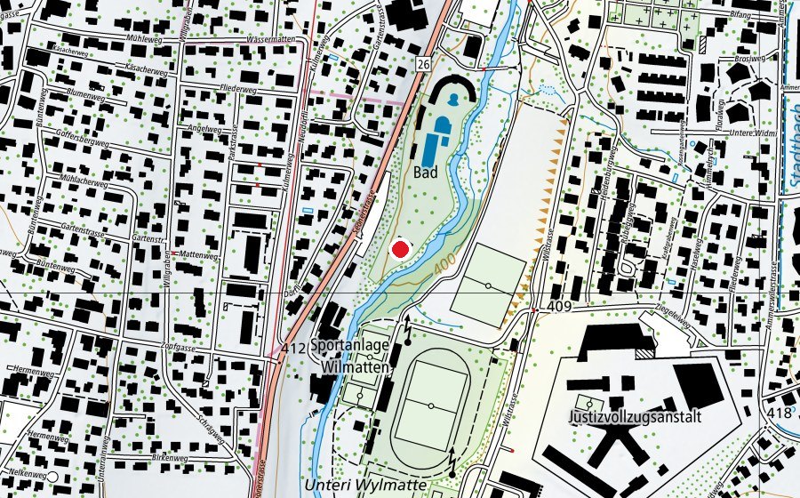 Karte mit dem Standort von Beachvolleyplatz (Sportplatz)