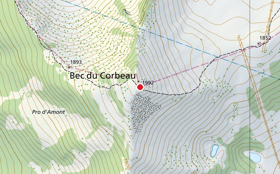 Map showing the location of Bec Du Corbeau (Sports field)