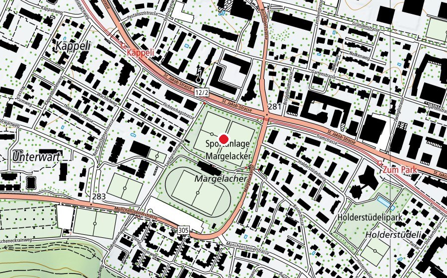 Map showing the location of Beleuchtung (Sports field)