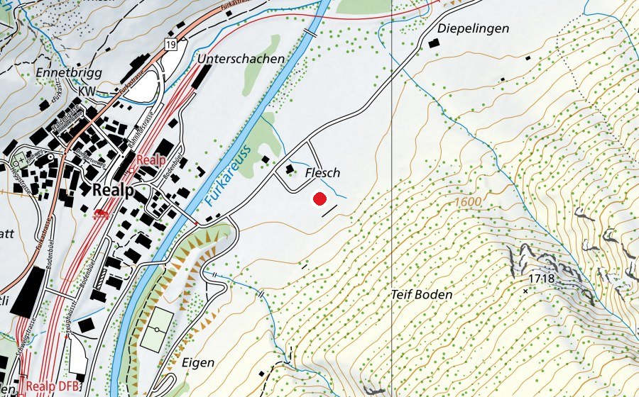 Mappa con la posizione di Biathlonanlage Realp (Campo sportivo)