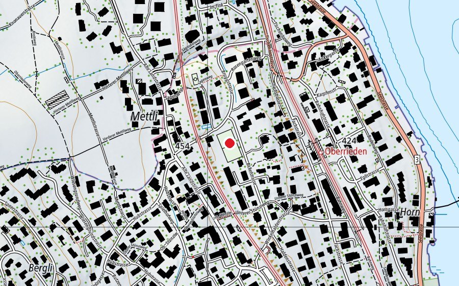 Map showing the location of Bickelwiese (Sports field)