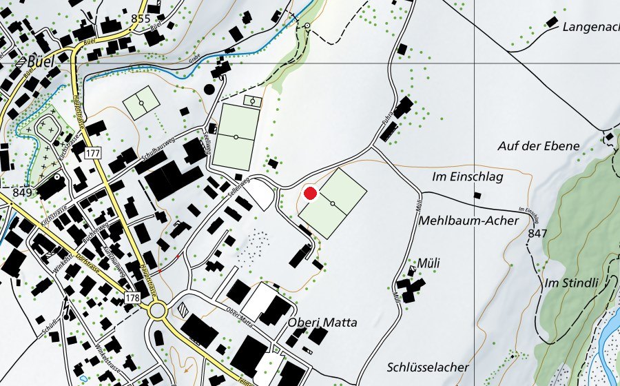 Map showing the location of Bike Park Plaffeien (Sports field)
