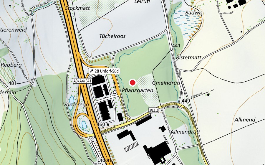 Mappa con la posizione di Bikepark Urdorf (Campo sportivo)