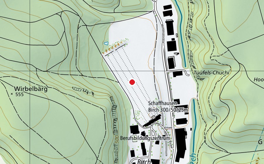 Carte indiquant l’emplacement de Birch (Terrain de sport)