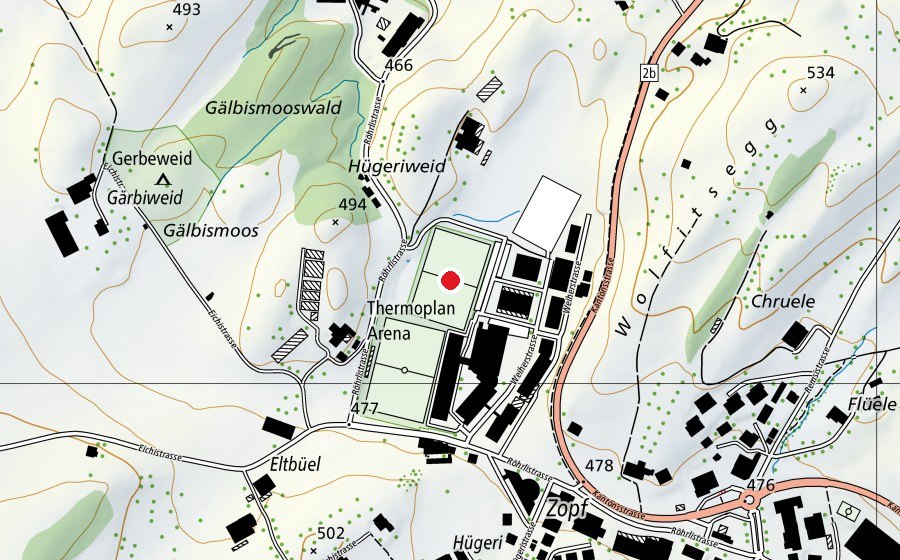 Mappa con la posizione di Black & White Arena (Campo sportivo)