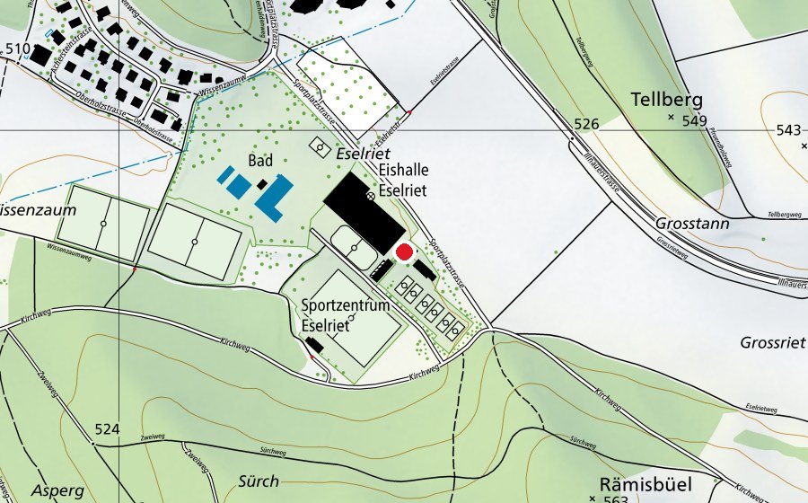 Karte mit dem Standort von Boccia (Sportplatz)