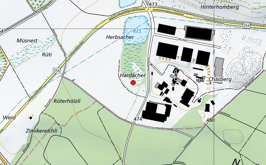 Karte mit dem Standort von Bogenfüchse Volketswil (Sportplatz)