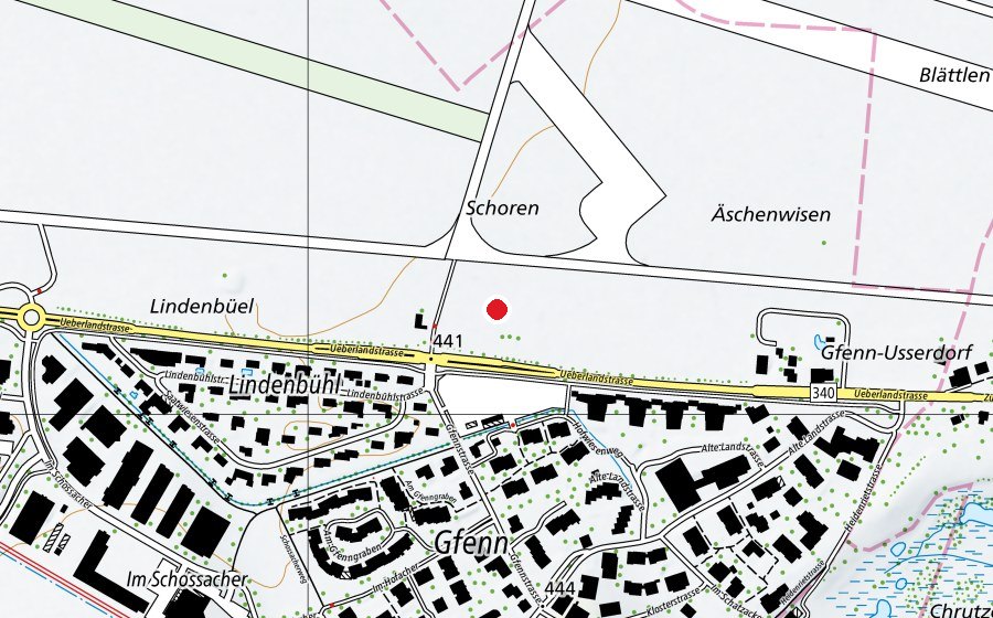 Carte indiquant l’emplacement de Bogenplatz Gfenn (Terrain de sport)