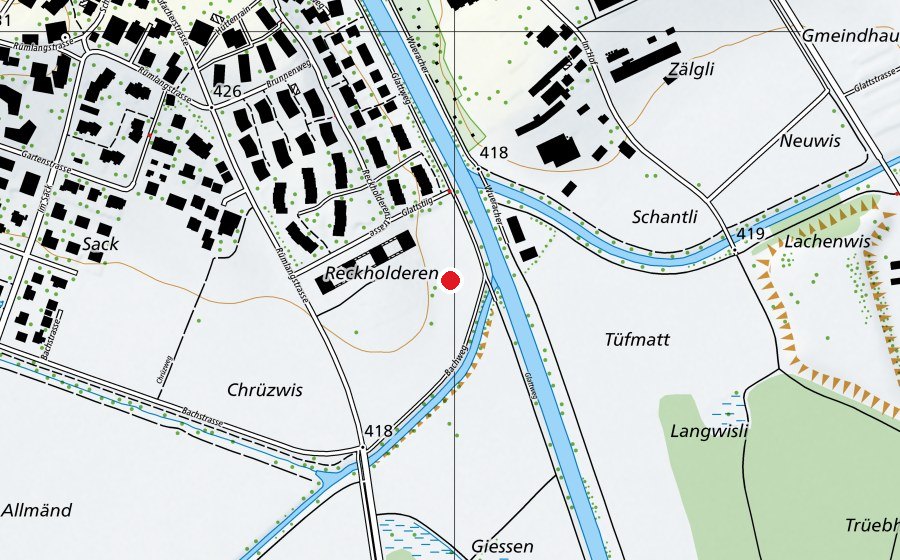 Map showing the location of Bogenschützen Club Swissair (Sports field)