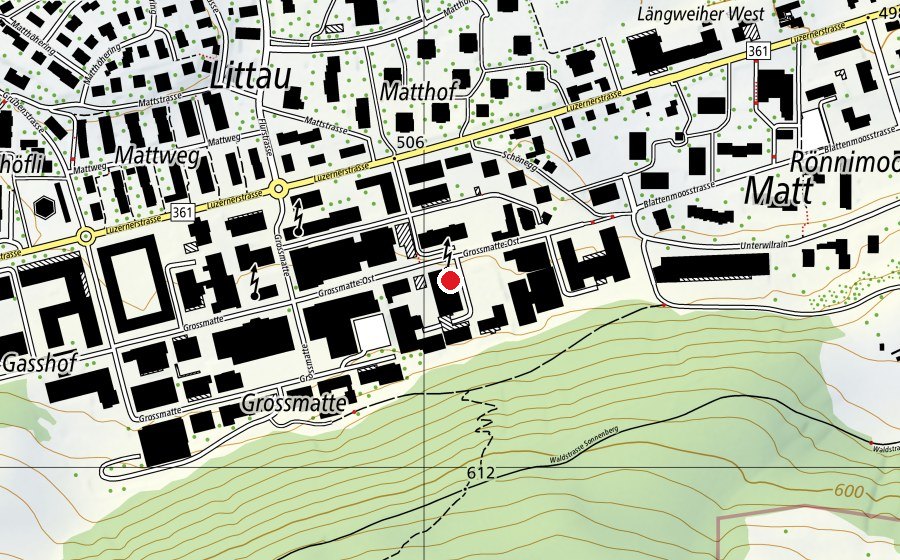 Carte indiquant l’emplacement de Bowling Center Littau (Terrain de sport)