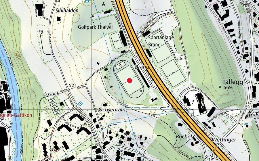 Karte mit dem Standort von Brand 1 (Sportplatz)