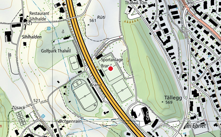 Map showing the location of Brand 2 (Sports field)