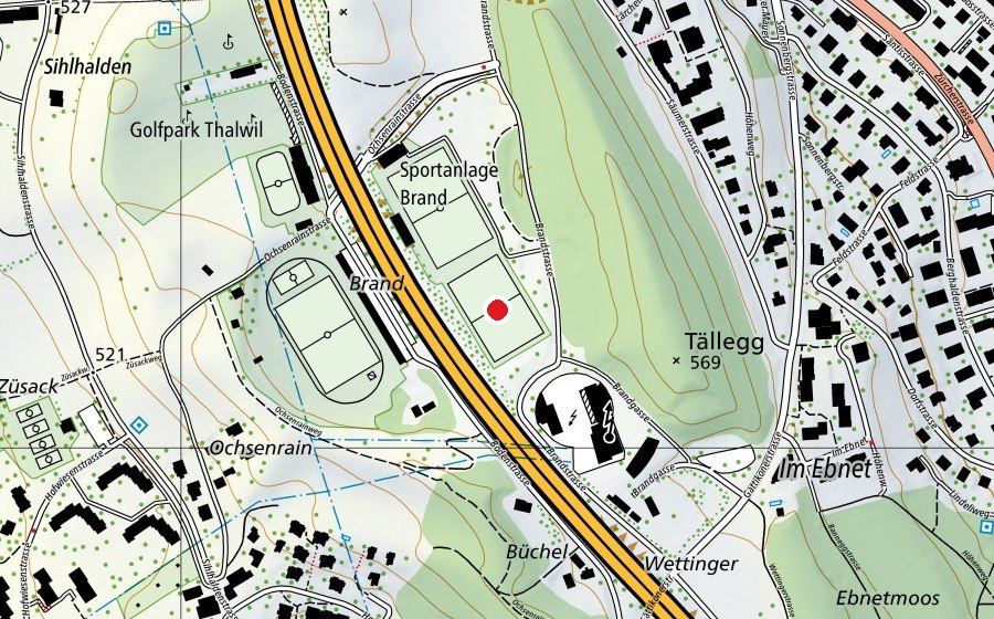 Map showing the location of Brand 3 (Sports field)