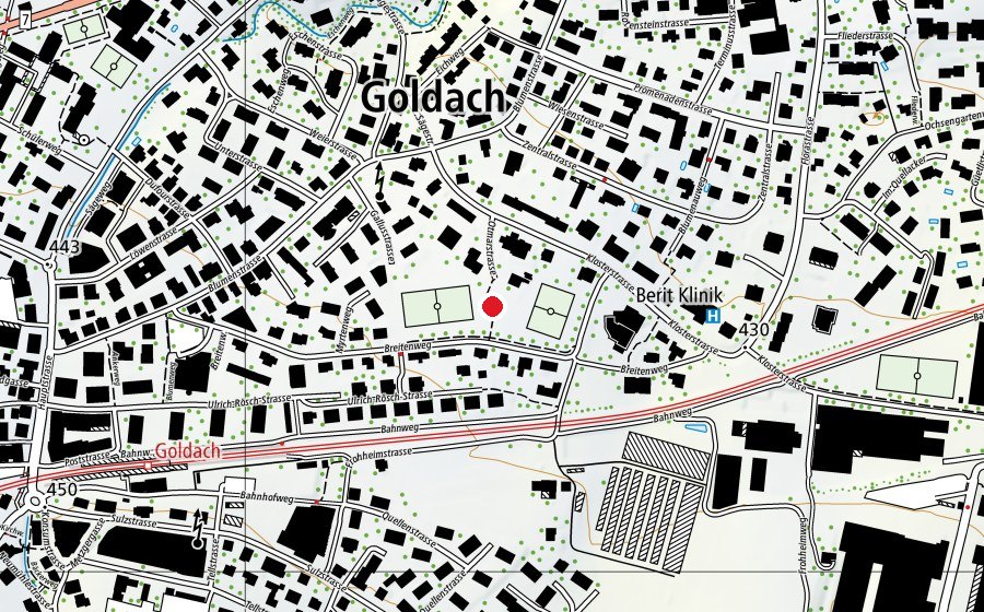 Map showing the location of Breitenwiese (Sports field)