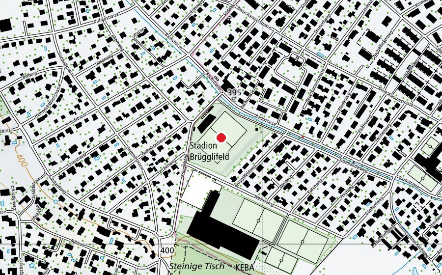 Mappa con la posizione di Brügglifeld (Campo sportivo)
