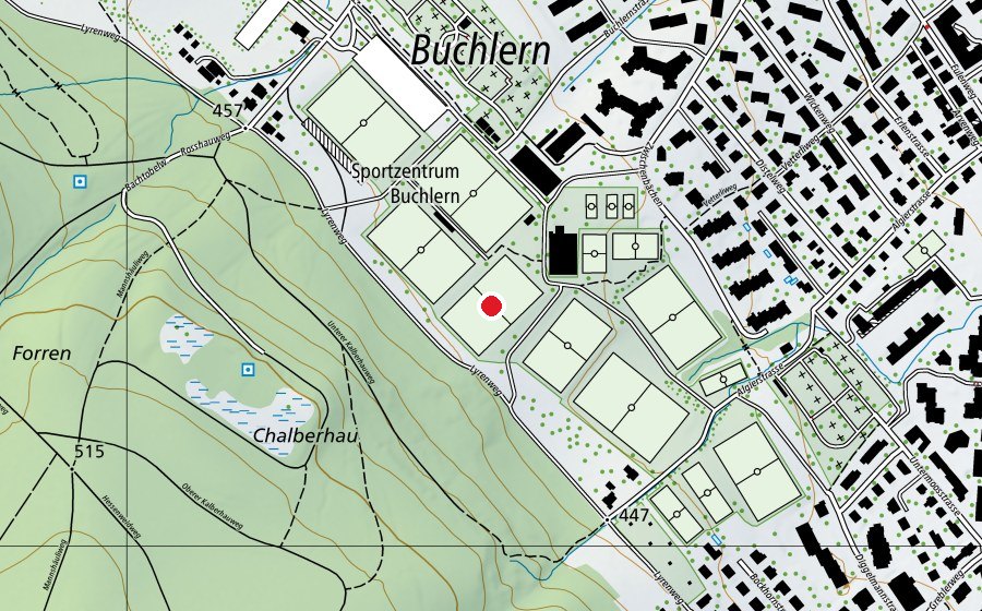 Map showing the location of Buchlern KR7 (Sports field)