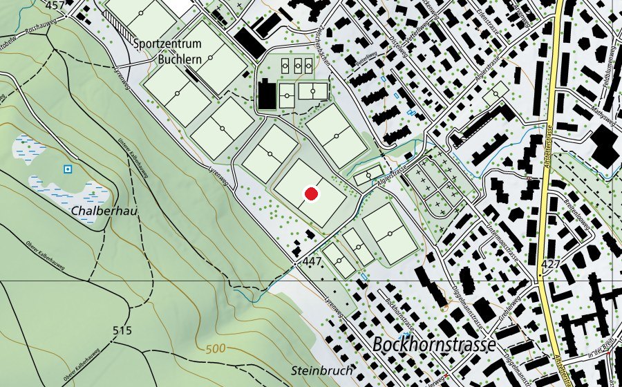 Carte indiquant l’emplacement de Buchlern R4 (Terrain de sport)
