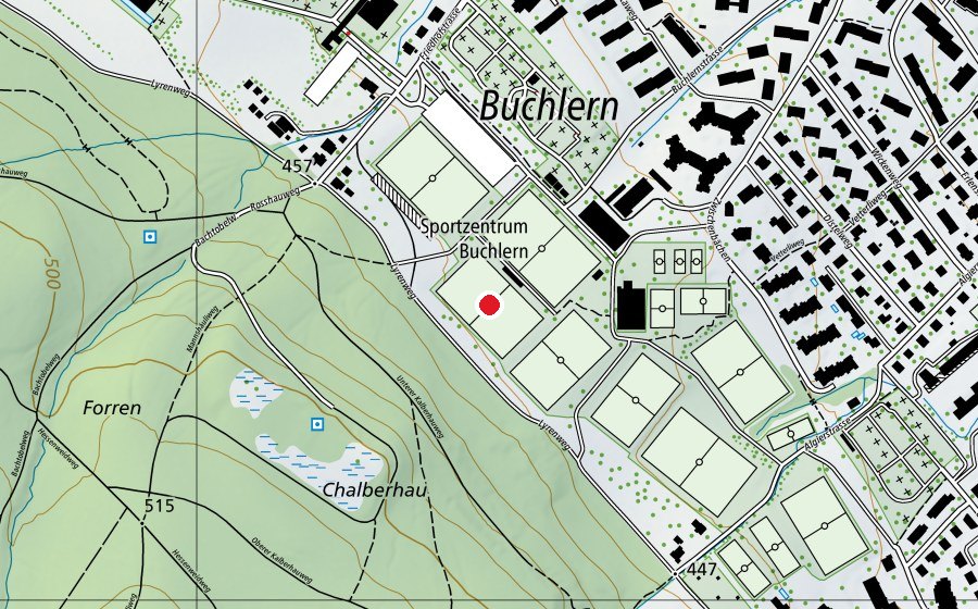 Carte indiquant l’emplacement de Buchlern R8 (Terrain de sport)